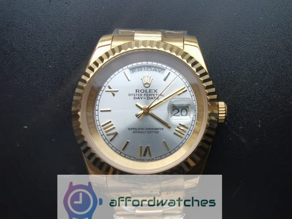 Rolex Day-Date 218238 18K Yellow Gold Silver Dial For men 41 Mm Watch