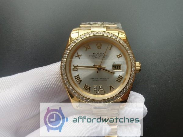 Rolex Datejust 126300 18K gold and Silver Dial For Men 31 Mm Watch