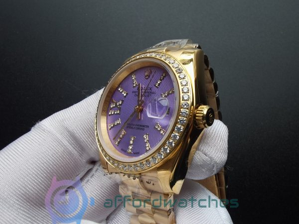 Rolex Datejust 278384 Purple, Set With Diamonds Stainless Steel 31 Mm For Women Watch