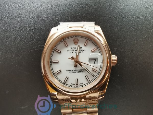 Rolex Datejust 4467 18k Rose Gold White Dial 36mm For Men Watch