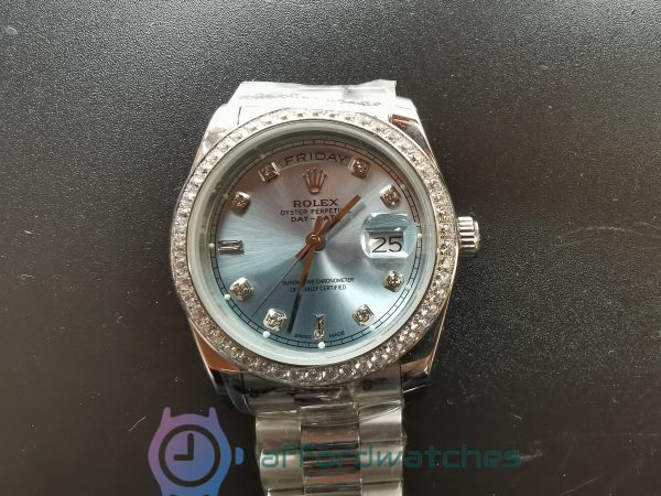 Rolex Day-date 118346 36mm Stainless Steel Ice Blue For Men Watch