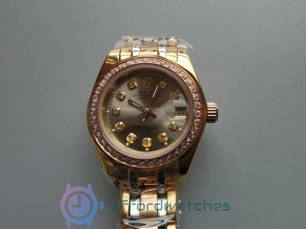 Rolex Pearlmaster Gold – 3 Colours Champagne Diamond 29mm For Women Watch