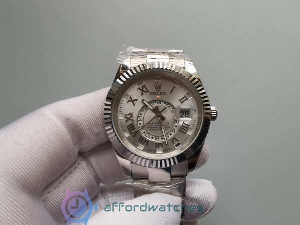 Rolex Sky-dweller 18k White Gold Case Silver Dial And 42mm For Men Watch
